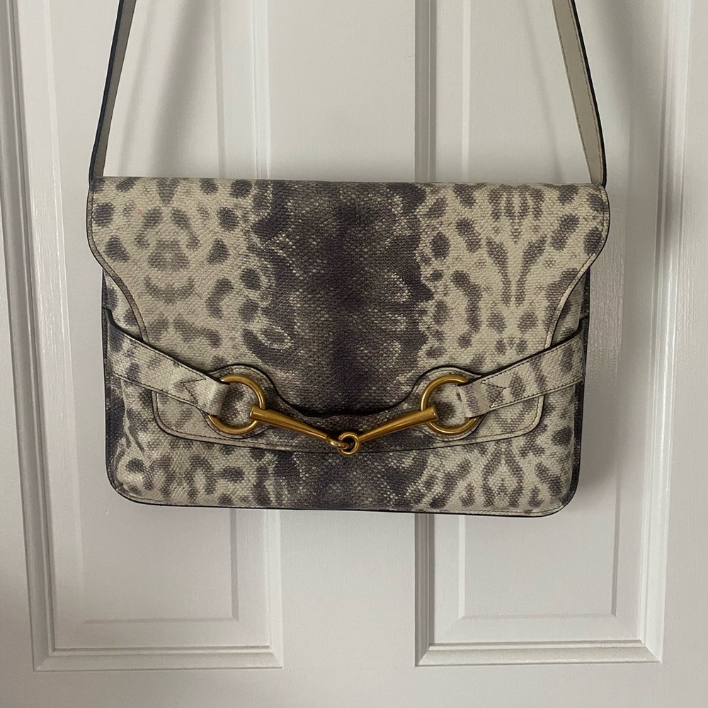 Gucci Neutral Bright Bit Python Embossed Leather … - image 2